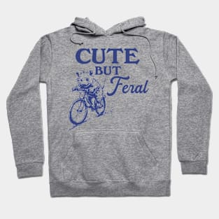 Cute But Feral Possum On A Bike Shirt, funny possum meme Hoodie